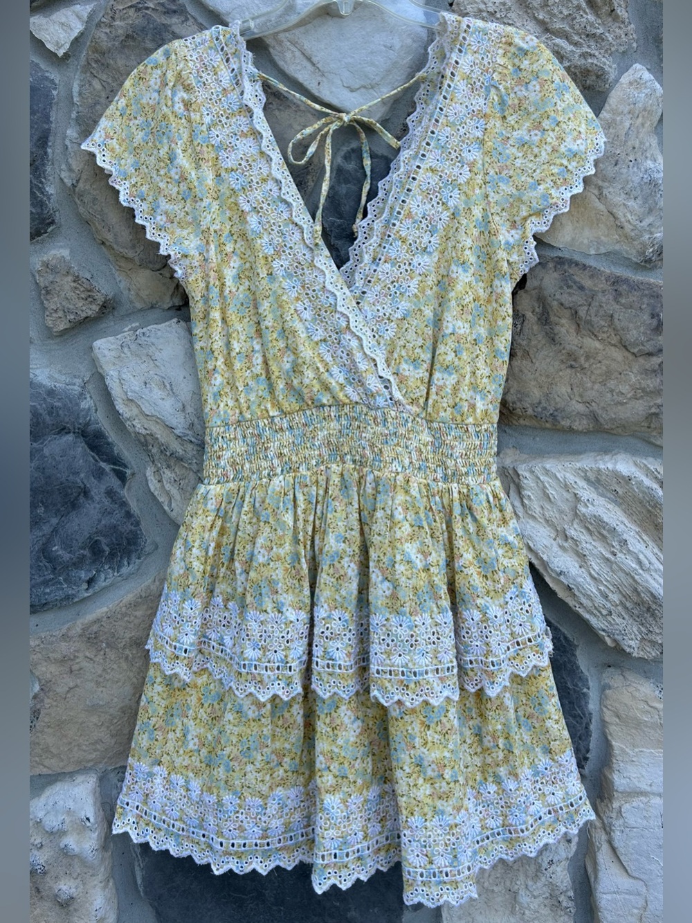 American Eagle Garden Party Dress Size S Lace Ditsy Floral Cottagecore Babydoll